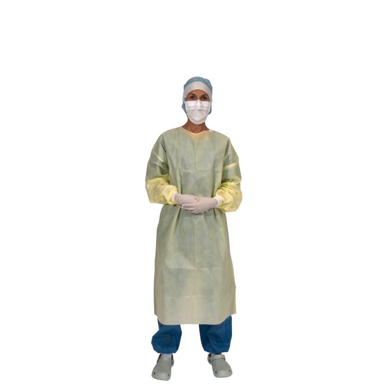 Halat Protectie Unica Folosinta EVERCARE Isolation Gown Special Galben XL - Impermeabil, 20 buc/cutie