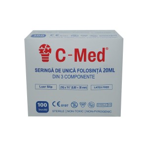 Seringa de unica folosinta Luer Slip 20 ml G21 - 50 seringi/cutie
